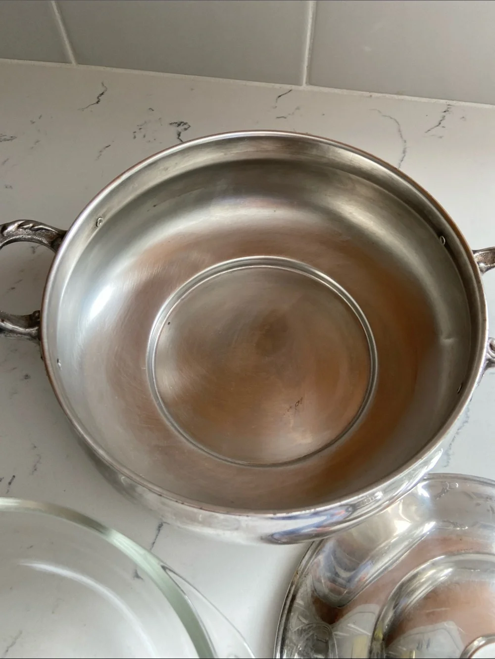 Vintage English Silver Mfg Corp Silverplate Casserole Glass Insert